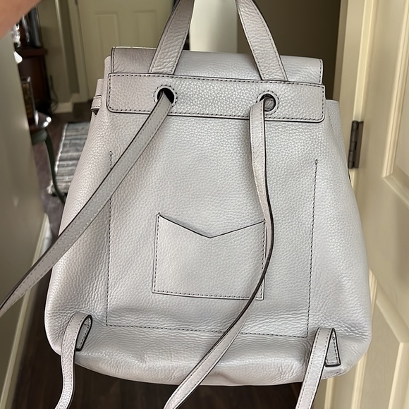 Michael Kors Dove Grey Pebble Leather Drawstring Backpack - Picture 4 of 8